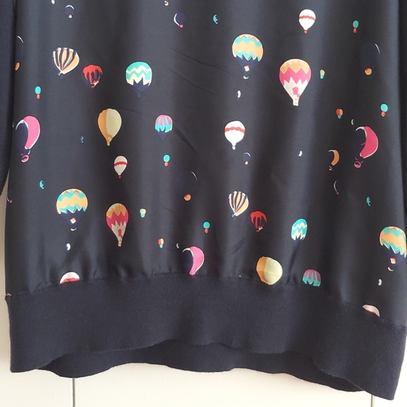 Kate Spade Head in the Clouds Hot Air Balloon Sweater Size Large Blue Multicolor - Picture 4 of 16